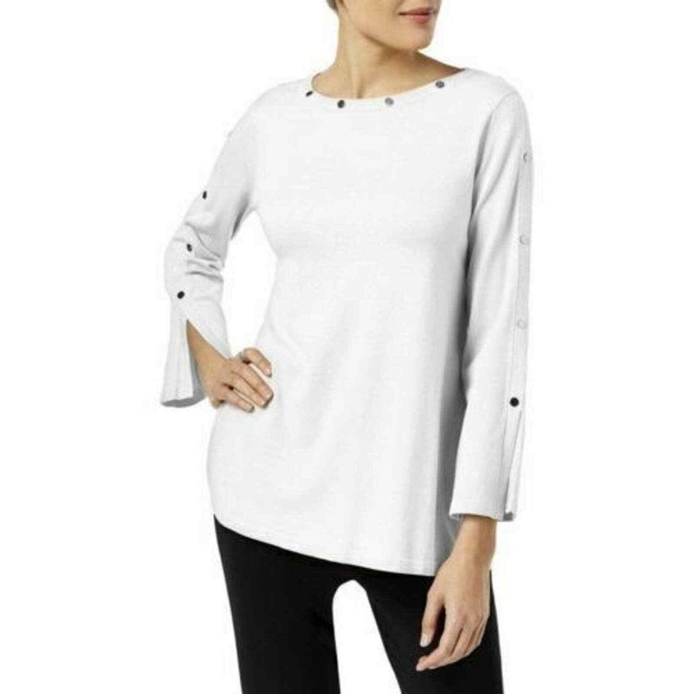 Alfani Embellished Pullover Sweater Soft White Size XL